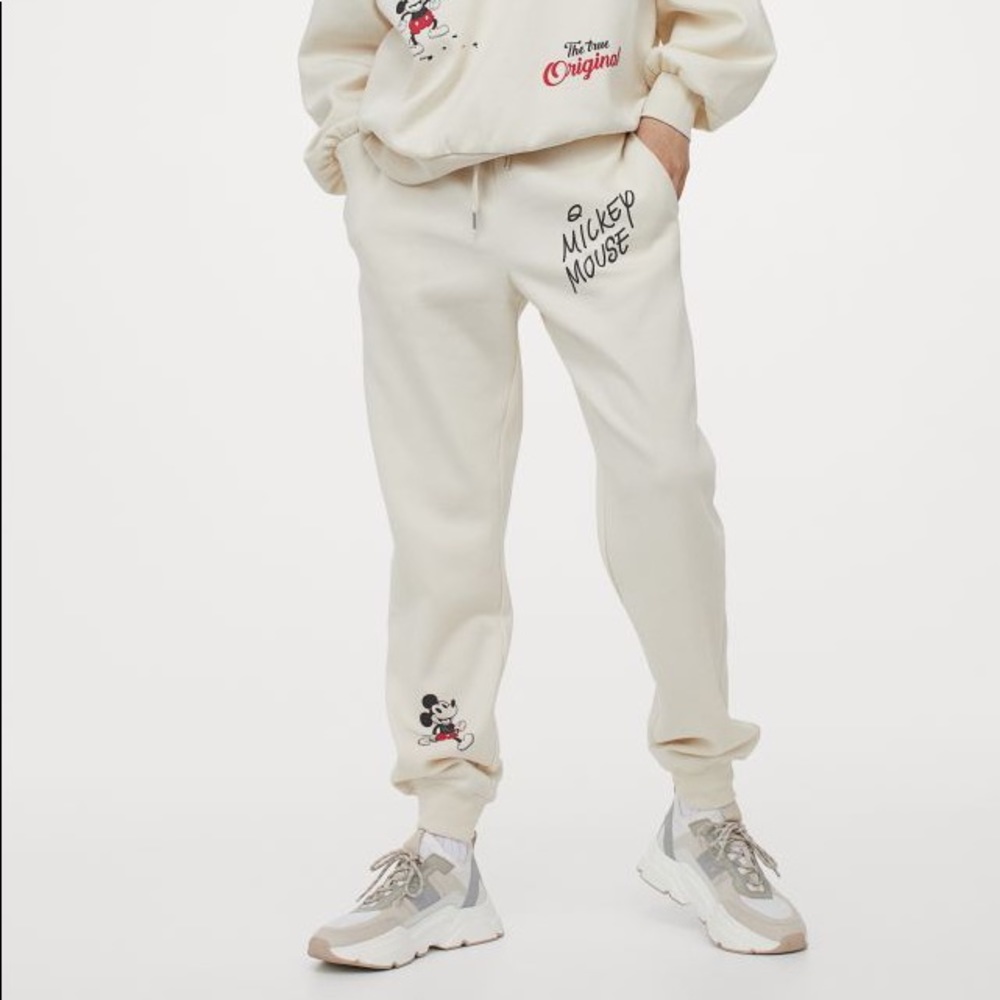 HM Mickey Mouse Cream Joggers Small